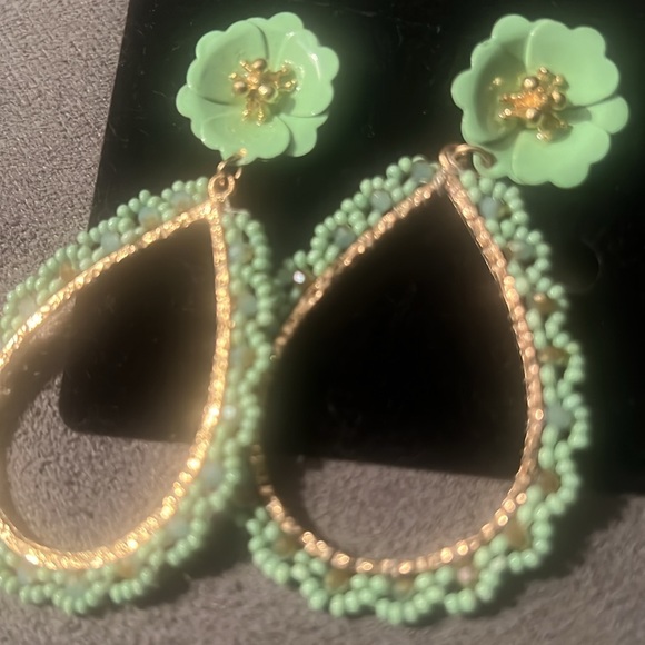 Mint Floral post Earrings - Picture 2 of 5